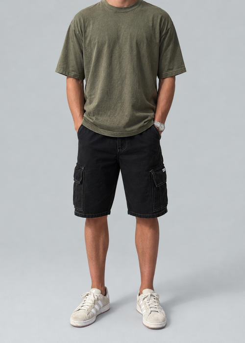 Bermuda Cargo Black - bermuda cargo oversize NØBASIC
