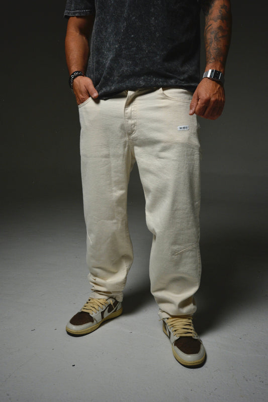 Pantalon denim beige