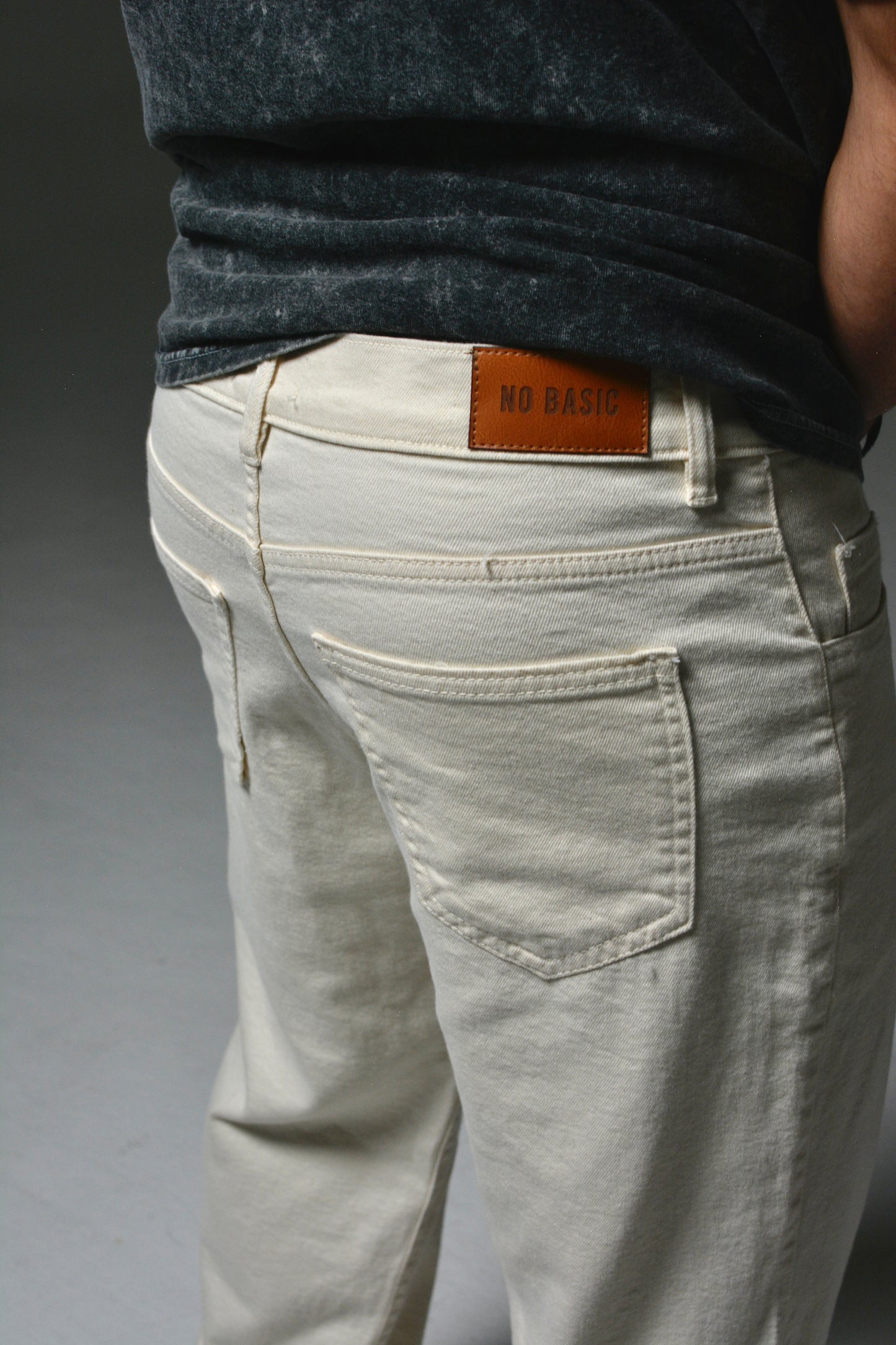Pantalon denim beige